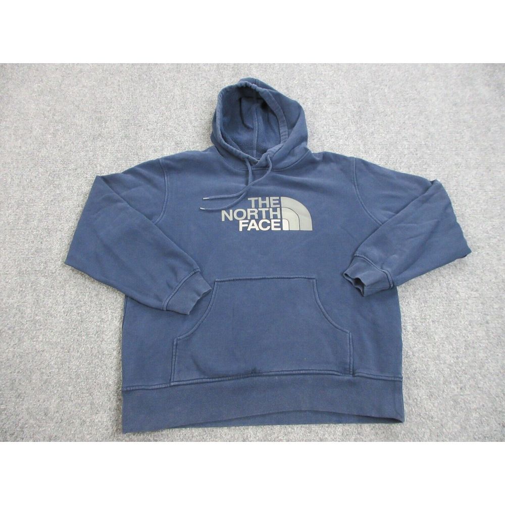 North Face Sweater Mens Large Blue Logo Hoodie Outdoors Casual Sweatshirt